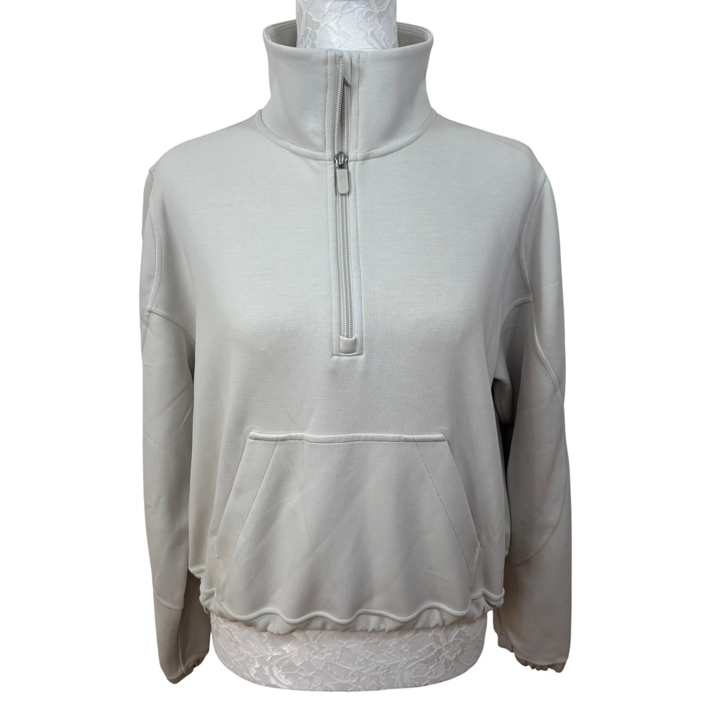 Lululemon Ivory Cream Brushed Softstreme 1/2 Zip Pullover Sweatshirt Womens 6